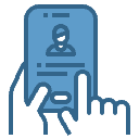 icon of hands holding and touching a smartphone