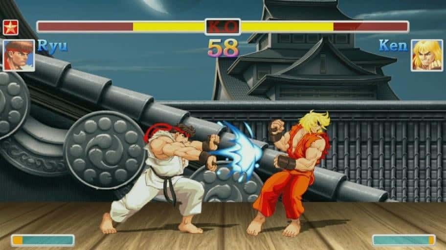 Screenshot of a street fighter match between Ryu and Ken